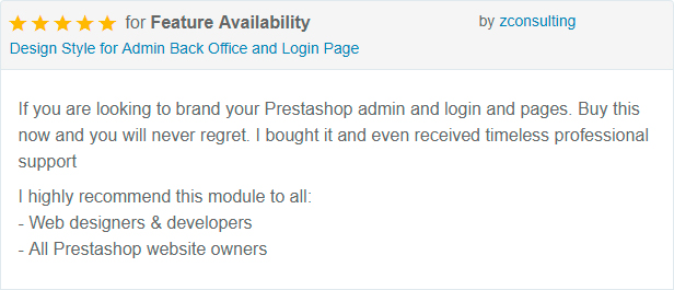 Prestashop Module Design Style for Admin Back Office and Login Page